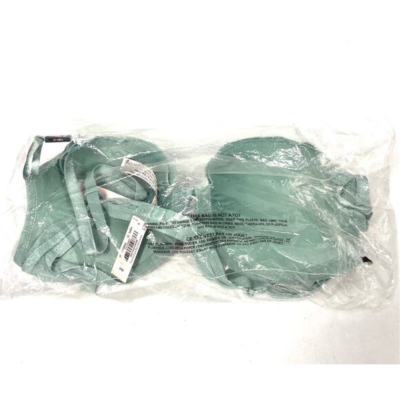 Victoria’s Secret Seafoam Green Gold Sparkle Lace Push Up Bra Women Size 34B NWT - Picture 2 of 3